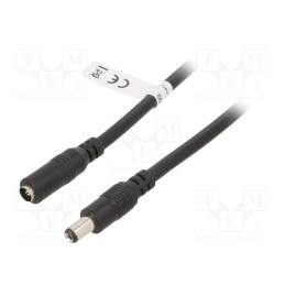 1 pcs x Goobay - 71399 - Cable, DC 5,5/2,1 plug,DC 5,5/2,1 socket, black, 3m, Shape: round