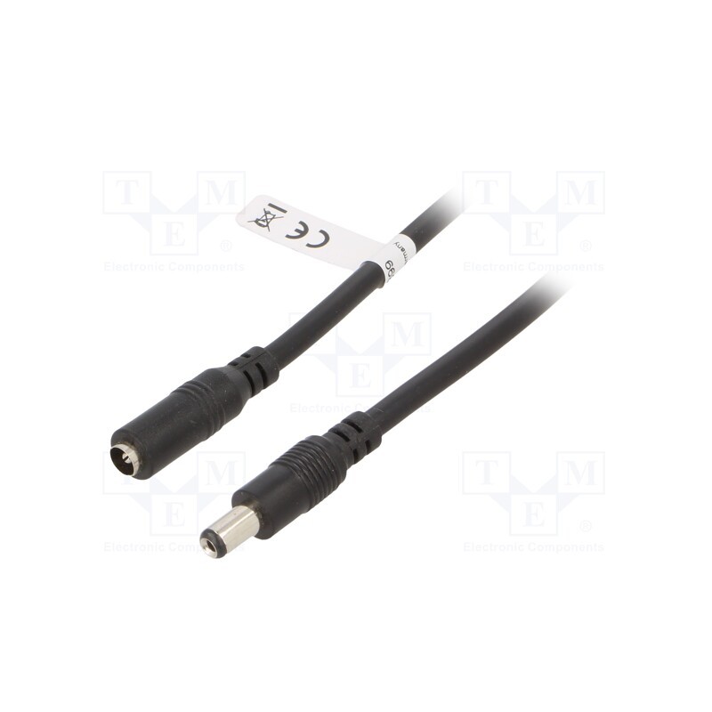 1 pcs x Goobay - 71399 - Cable, DC 5,5/2,1 plug,DC 5,5/2,1 socket, black, 3m, Shape: round
