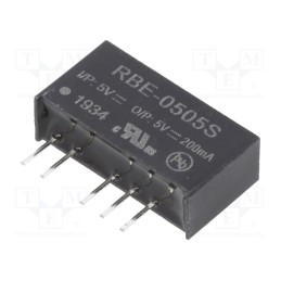 1 pcs x RECOM - RBE-0505S - Converter: DC/DC, 1W, Uin: 4.5÷5.5V, Uout: 5VDC, Iout: 200mA, SIP7