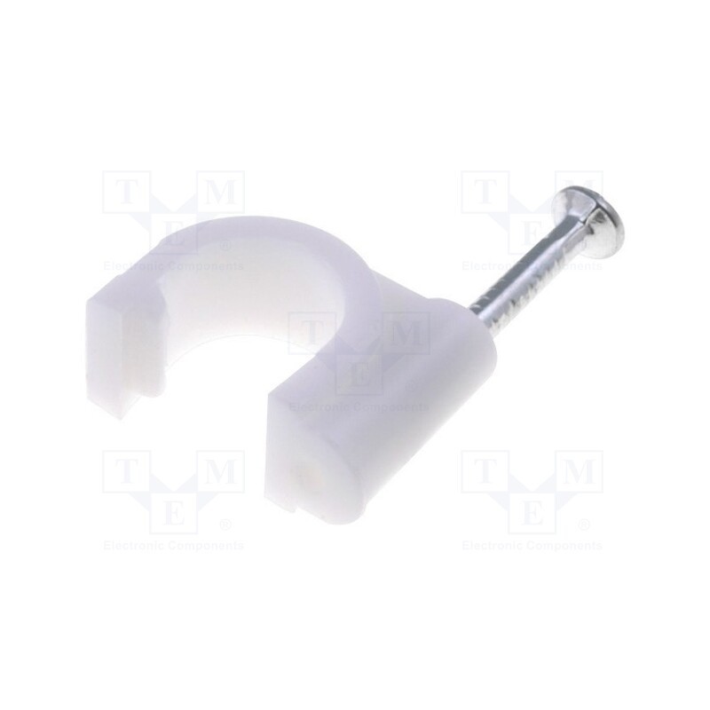 1 pcg x Goobay - 17077 - Holder, white, on round cable, 100pcs, with a nail, Ø: 5mm, H: 7.6mm