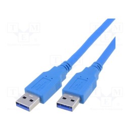 1 pcs x AMPHENOL - TCR-01512 - Cable, USB 3.0, USB A plug,both sides, nickel plated, 1.5m, blue
