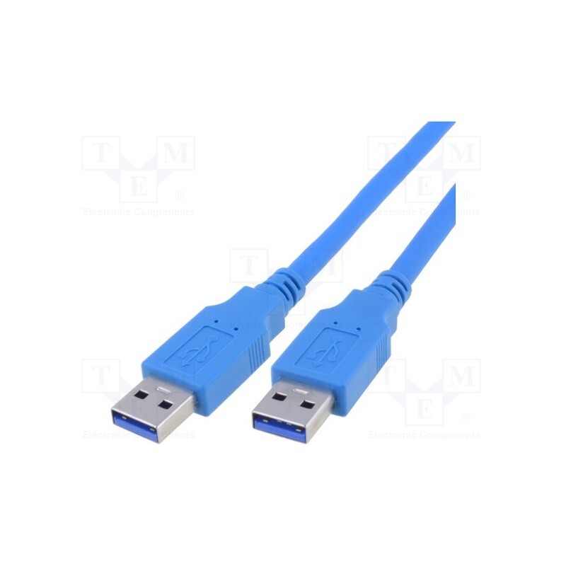 1 pcs x AMPHENOL - TCR-01512 - Cable, USB 3.0, USB A plug,both sides, nickel plated, 1.5m, blue