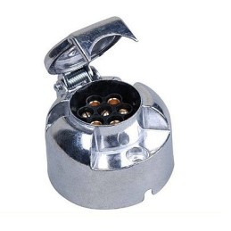 Metal socket for a trailer, 7-pin, 7-pin, aluminum