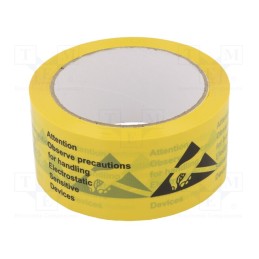 1 rol x ANTISTAT - 054-0002 - Self-adhesive label, ESD, L: 66m, Thk: 50mm, reel, PVC, yellow-black