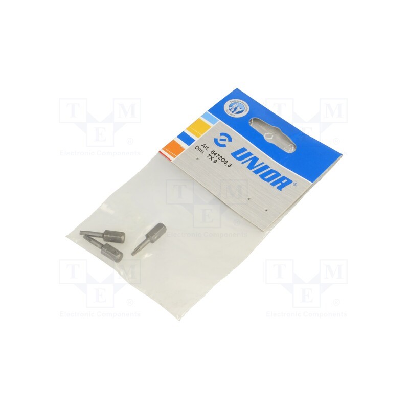 1 pcg x UNIOR - 602408 - Screwdriver bit, Torx®, TX09, Overall len: 25mm, 3pcs.