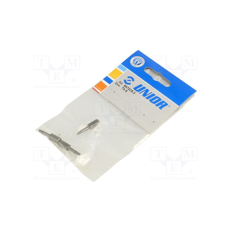 1 pcg x UNIOR - 602407 - Screwdriver bit, Torx®, TX08, Overall len: 25mm, 3pcs.
