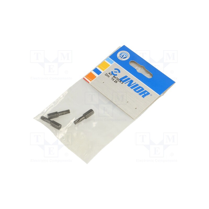 1 pcg x UNIOR - 602412 - Screwdriver bit, Torx®, TX25, Overall len: 25mm, 3pcs.