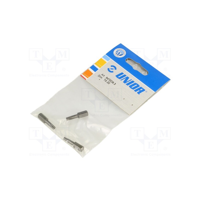 1 pcg x UNIOR - 602411 - Screwdriver bit, Torx®, TX20, Overall len: 25mm, 3pcs.