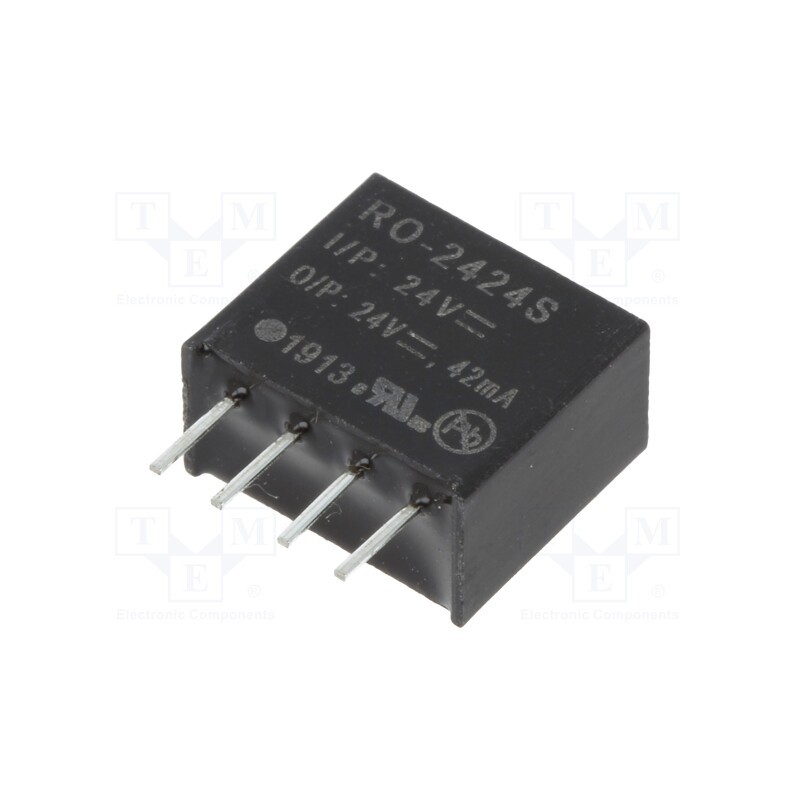 1 pcs x RECOM - RO-2424S - Converter: DC/DC, 1W, Uin: 21.6÷26.4V, Uout: 24VDC, Iout: 42mA, SIP4