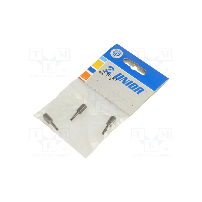 1 pcg x UNIOR - 602409 - Screwdriver bit, Torx®, TX10, Overall len: 25mm, 3pcs.