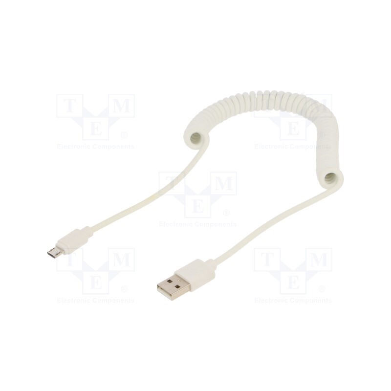 1 pcs x GEMBIRD - CC-MUSB2C-AMBM-6-W - Cable, coiled,USB 2.0, USB A plug,USB B micro plug, gold-plated