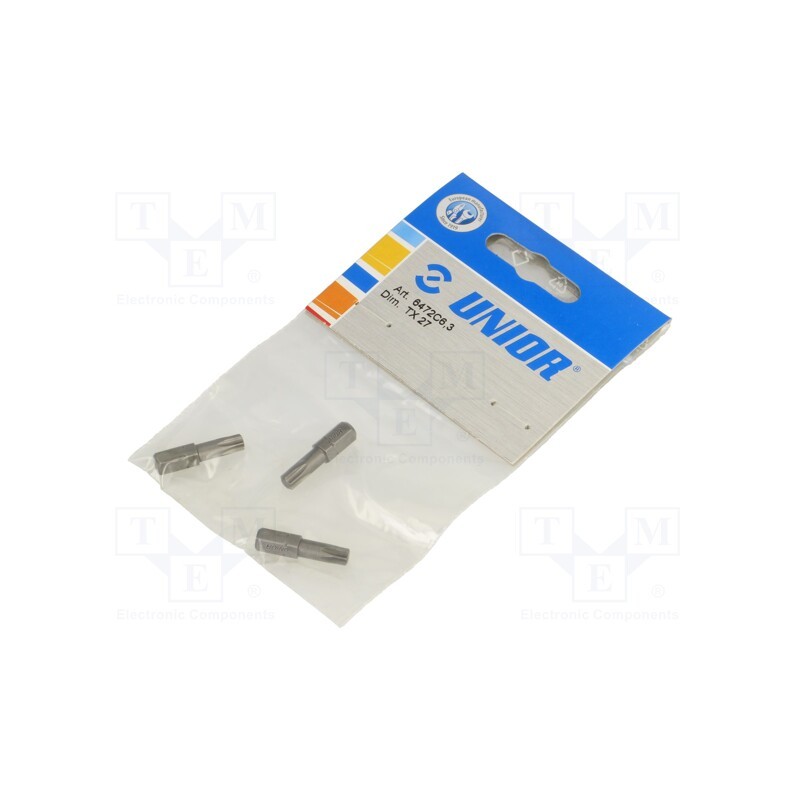 1 pcg x UNIOR - 621283 - Screwdriver bit, Torx®, TX27, Overall len: 25mm, 3pcs.