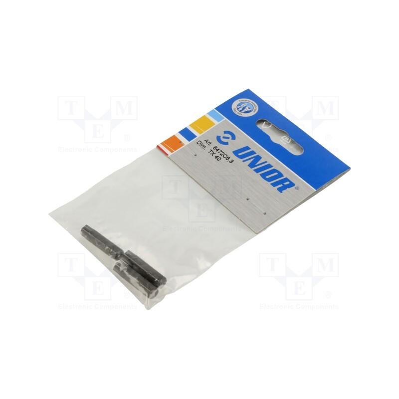 1 pcg x UNIOR - 621285 - Screwdriver bit, Torx®, TX40, Overall len: 25mm, 3pcs.