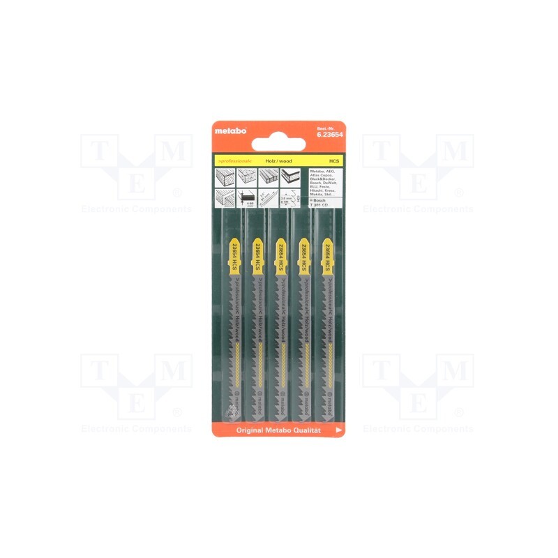 1 set x METABO - 623654000 - Hacksaw blade, wood,chipboard, 91mm, CLEAN WOOD, 5pcs.