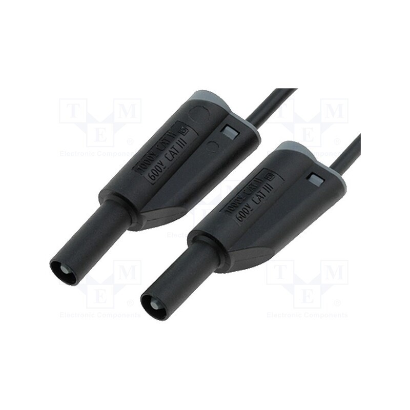 1 pcs x ELECTRO-PJP - 2612-IEC-25-SW - Test lead, 20A, banana plug 4mm,both sides, Len: 0.25m, black