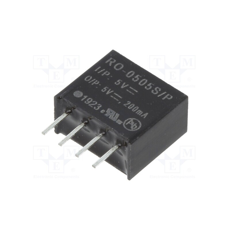 1 pcs x RECOM - RO-0505S/P - Converter: DC/DC, 1W, Uin: 4.5÷5.5V, Uout: 5VDC, Iout: 200mA, SIP4