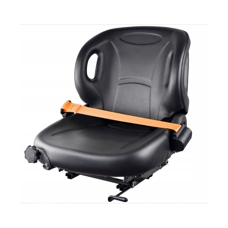Suspension seat with forklift belt