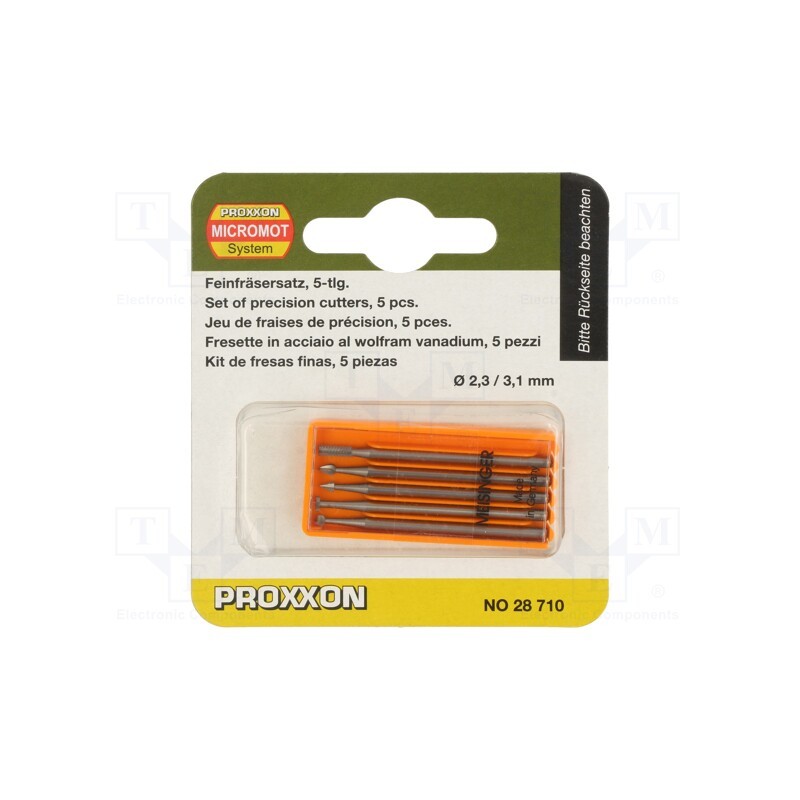 1 set x PROXXON - 28710 - Mill, tungsten vanadium steel, 5pcs.