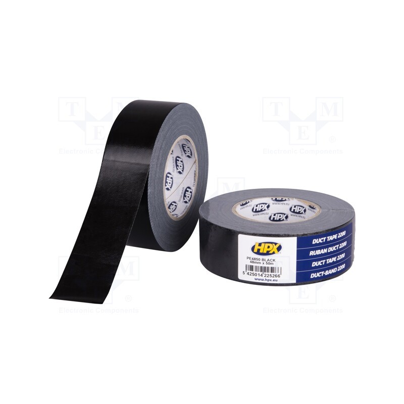 1 rol x HPX - PE4850 - Tape: duct, W: 48mm, L: 50m, Thk: 0.2mm, black, natural rubber, 12%