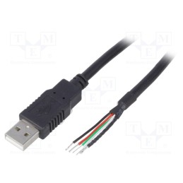 1 pcs x BQ CABLE - CAB-USB-A-1.0-BK - Cable, USB 2.0, wires,USB A plug, 1m, black, Core: Cu, 24AWG,28AWG