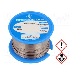1 pcs x BROQUETAS - BROFIL 60 B2.1 0.5MM 100G - Soldering wire, Sn60Pb40, 0.5mm, 0.1kg, lead-based, reel