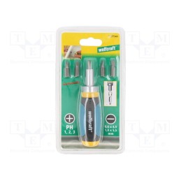 1 pcs x WOLFCRAFT - 1237000 - Kit: screwdriver bits, with ratchet, Phillips,slot, 5pcs.