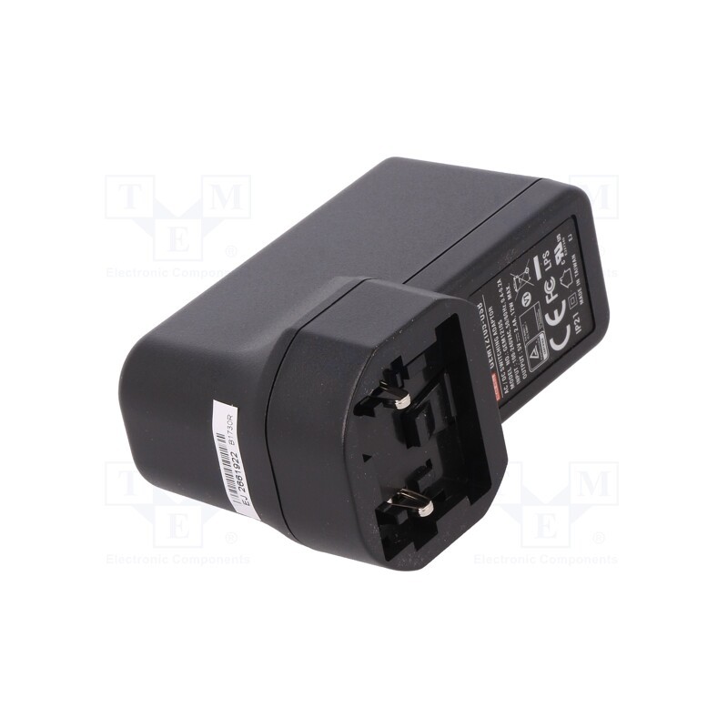 1 pcs x MEAN WELL - GEM12I05-USB - Power supply: switched-mode, plug, 5VDC, 2.4A, 12W, Out: USB, 80%