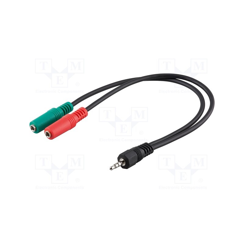 1 pcs x Goobay - 50467 - Cable, Jack 3.5mm 3pin socket x2,Jack 3,5mm 4pin plug, 0.3m