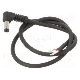 1 pcs x WEST POL - A21-TT-C075-050BK - Cable, 1x0.75mm2, wires,DC 5,5/2,1 plug, angled, black, 0.5m