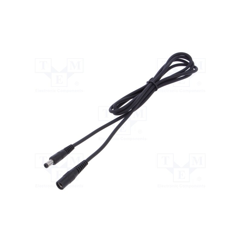 1 pcs x WEST POL - P25-C25-C100-150BK - Cable, 1x1mm2, DC 5,5/2,5 plug,DC 5,5/2,5 socket, straight, 1.5m