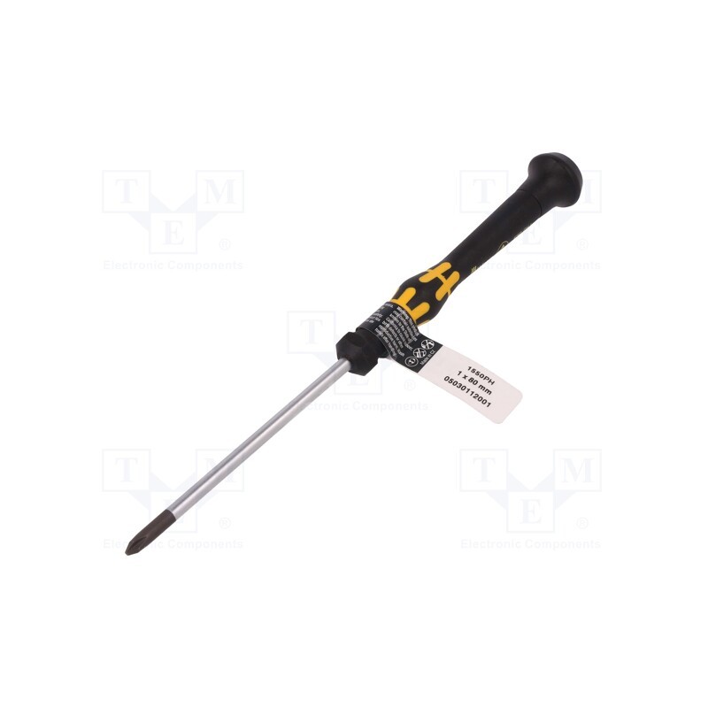 1 pcs x WERA - 5030112001 - Screwdriver, Phillips, precision, PH1, ESD, Blade length: 80mm