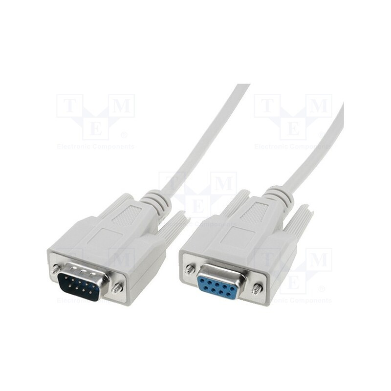 1 pcs x DIGITUS - AK-610203-030-E - Cable, D-Sub 9pin socket,D-Sub 9pin plug, 3m, grey, shielded