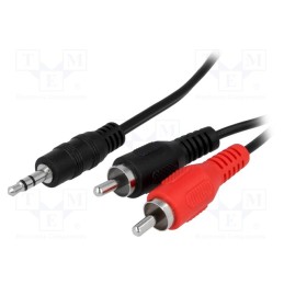 1 pcs x BQ CABLE - BQC-JPS2RP-0300 - Cable, Jack 3.5mm plug,RCA plug x2, 3m, black