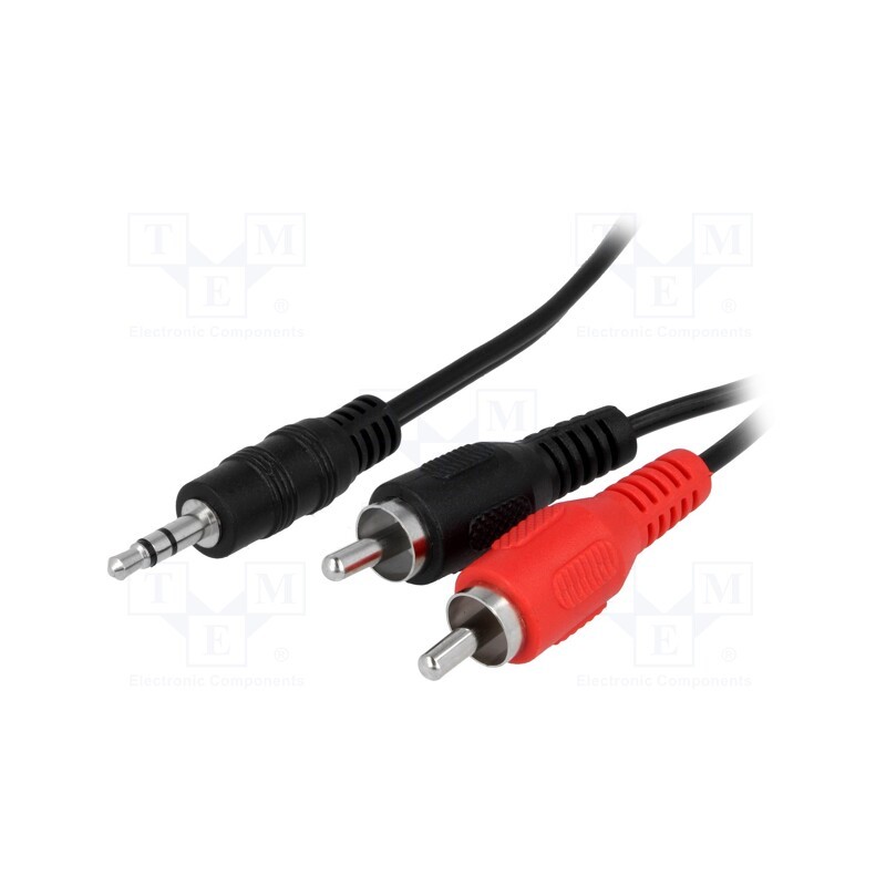 1 pcs x BQ CABLE - BQC-JPS2RP-0300 - Cable, Jack 3.5mm plug,RCA plug x2, 3m, black