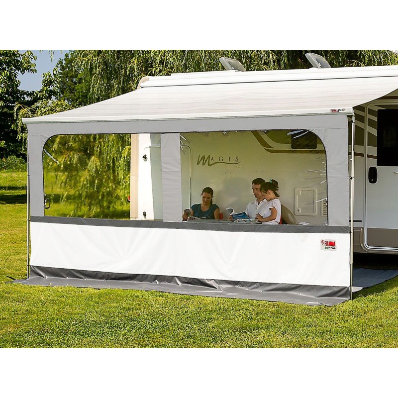 Wall awning roller blind with window fiamma blocker pro