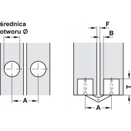 Brass hinge for table top and flap, 12mm