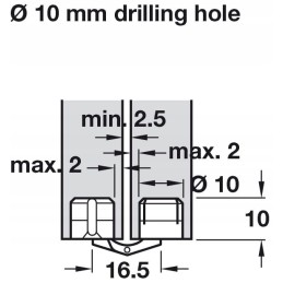 Brass hinge for table top and flap, 12mm