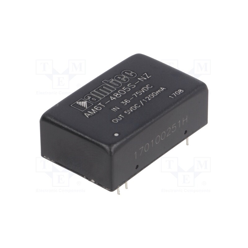 1 pcs x AIMTEC - AM6T-4805S-NZ - Converter: DC/DC, 6W, Uin: 36÷75V, Uout: 5VDC, Iout: 1.2A, DIP24