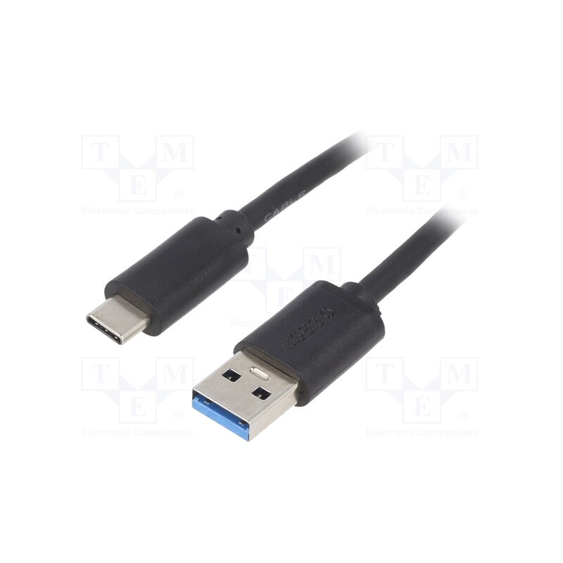1 pcs x AKYGA - AK-USB-29 - Cable, USB 3.1, USB A plug,USB C plug, nickel plated, 1.8m, black