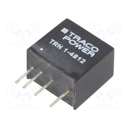 1 pcs x TRACO POWER - TRN 1-4812 - Converter: DC/DC, 1W, Uin: 36÷75V, Uout: 12VDC, Iout: 90mA, SIP, TRN 1