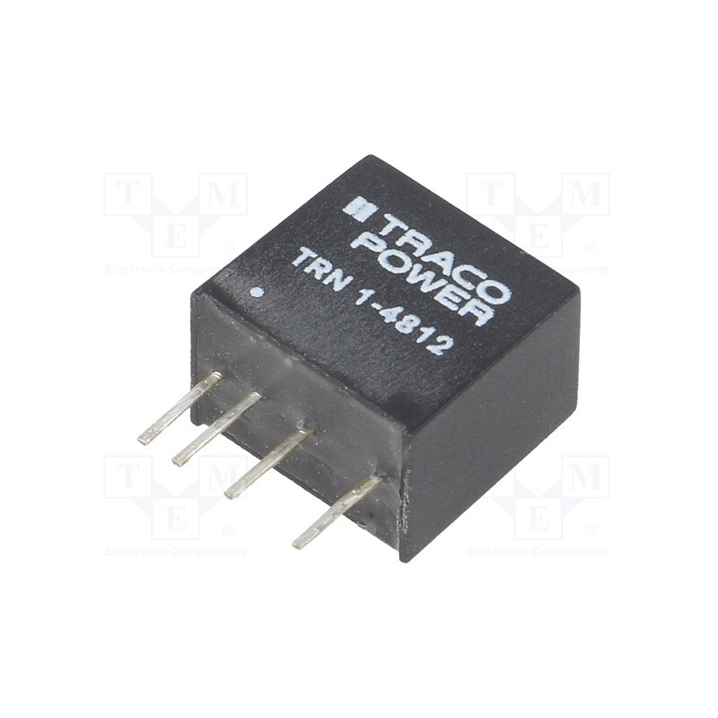 1 pcs x TRACO POWER - TRN 1-4812 - Converter: DC/DC, 1W, Uin: 36÷75V, Uout: 12VDC, Iout: 90mA, SIP, TRN 1