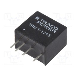 1 pcs x TRACO POWER - TRN 1-1215 - Converter: DC/DC, 1W, Uin: 9÷18V, Uout: 24VDC, Iout: 45mA, SIP, 100kHz