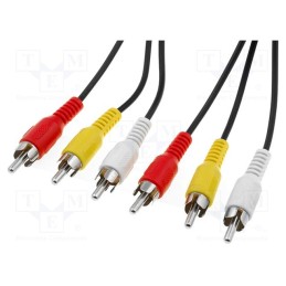 1 pcs x Goobay - 50383 - Cable, RCA plug x3,both sides, 5m, Plating: nickel plated