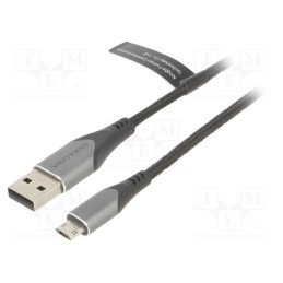 1 pcs x VENTION - COCHI - Cable, USB 2.0, USB A plug,USB B micro reversible plug, 3m, 2A