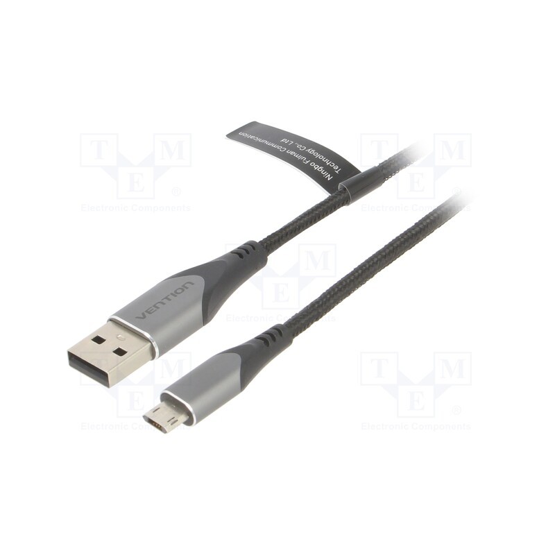 1 pcs x VENTION - COCHI - Cable, USB 2.0, USB A plug,USB B micro reversible plug, 3m, 2A