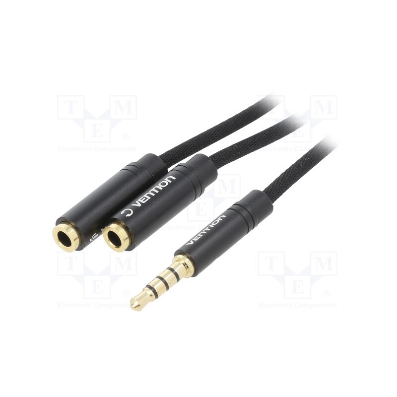 1 pcs x VENTION - BBMBY - Cable, Jack 3.5mm 3pin socket x2,Jack 3,5mm 4pin plug, 0.3m