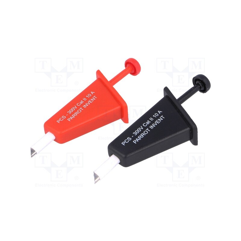 1 set x PARROT INVENT - PCS-MB W4 - Clip-on probe, hook type, 300VDC, red and black