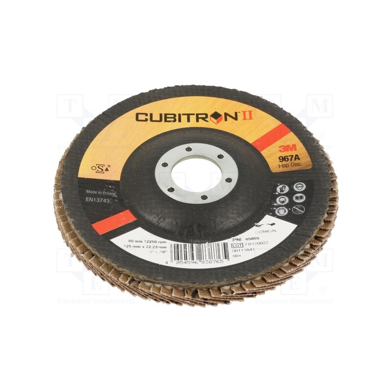 1 pcs x 3M - 967A 125MM P 60 65055 - Flap grinding wheels, Ø: 125mm, Øhole: 22.23mm, Granularity: 60