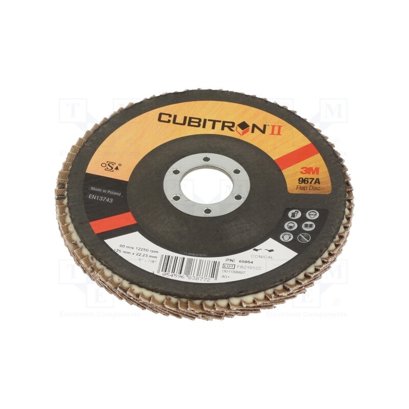 1 pcs x 3M - 967A 125MM P 40 65054 - Flap grinding wheels, Ø: 125mm, Øhole: 22.23mm, Granularity: 40