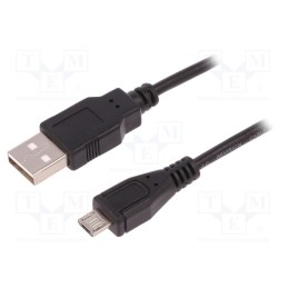 1 pcs x QOLTEC - 50521 - Cable, USB 2.0, USB A plug,USB B micro plug, 1m, black